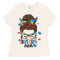 Bone messy bun autism mom Ladies Tee - MaliasSmallBusiness