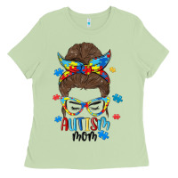 Matcha messy bun autism mom Ladies Tee - MaliasSmallBusiness