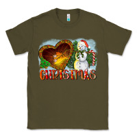 Army Green Christmas Snowman Classic Tee - LillyAllenDesigns