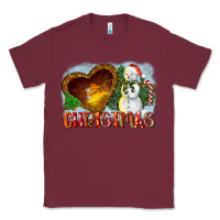 Burgundy Christmas Snowman Classic Tee - LillyAllenDesigns