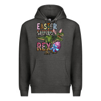 Charcoal Heather Easter Saurus Rex Premium Hoodie - OliviaCreatesArt