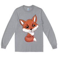 Heather Grey fox Long Sleeve Tee - texasbilliewilder