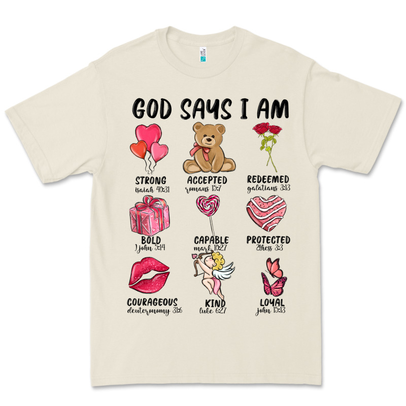 God Says I Am Valentine's Day Premium Tee by MaliasSmallBusiness | Teevron