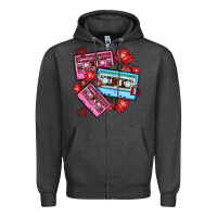 Charcoal Heather valentines day casette olivia Zipper Hoodie - OliviaCreatesArt