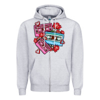 Heather Grey valentines day casette olivia Zipper Hoodie - OliviaCreatesArt