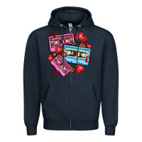 Navy valentines day casette olivia Zipper Hoodie - OliviaCreatesArt