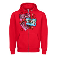 Red valentines day casette olivia Zipper Hoodie - OliviaCreatesArt