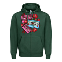 Sports Green valentines day casette olivia Zipper Hoodie - OliviaCreatesArt
