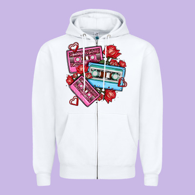 Valentines Day Casette Olivia Zipper Hoodie Designed By Oliviacreatesart