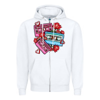 White valentines day casette olivia Zipper Hoodie - OliviaCreatesArt