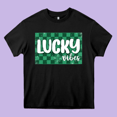Lucky Vibes Heavy Core Tee Designed By Maliassmallbusiness
