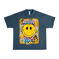 Midnight Navy happy vibes smiley face Urban Heavy Tee - BarkalooDesign