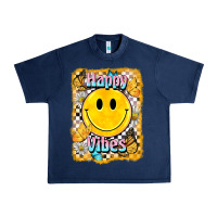 Navy happy vibes smiley face Urban Heavy Tee - BarkalooDesign