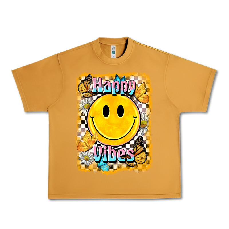 Happy Vibes Smiley Face Urban Heavy Tee by BarkalooDesign | Teevron