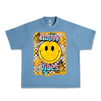 Pebble Blue happy vibes smiley face Urban Heavy Tee - BarkalooDesign