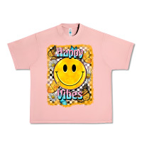 Salmon happy vibes smiley face Urban Heavy Tee - BarkalooDesign