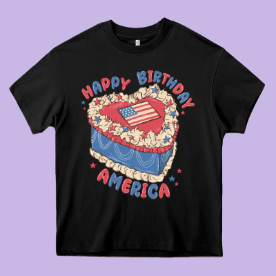 Happy Birthday America Heavy Core Tee Designed By Maliassmallbusiness