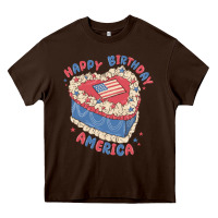 Chocolate Brown happy birthday america Heavy Core Tee - MaliasSmallBusiness