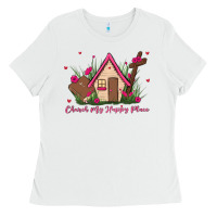 White church is my happy place Ladies Tee - MaliasSmallBusiness