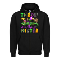 Black throw me something mister mardi gras olivia Zipper Hoodie - OliviaCreatesArt