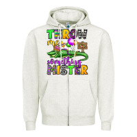 Oatmeal Heather throw me something mister mardi gras olivia Zipper Hoodie - OliviaCreatesArt