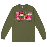 Army Green cafecito y chisme with coffee cups Long Sleeve Tee - texasbilliewilder