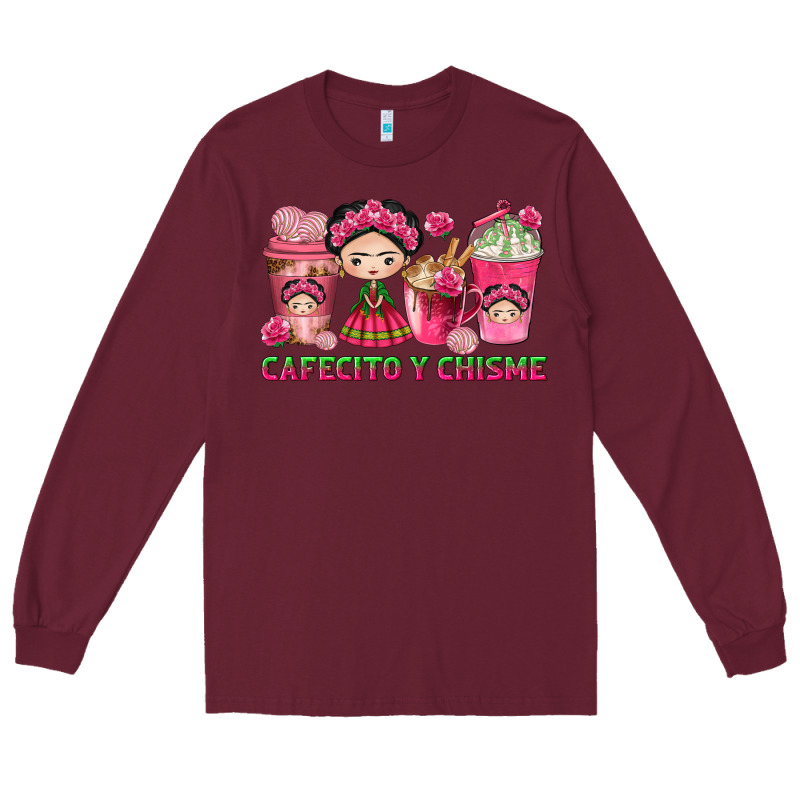 Cafecito Y Chisme With Coffee Cups Long Sleeve Tee by texasbilliewilder | Teevron
