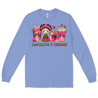Colony Blue cafecito y chisme with coffee cups Long Sleeve Tee - texasbilliewilder