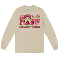 Mushroom cafecito y chisme with coffee cups Long Sleeve Tee - texasbilliewilder