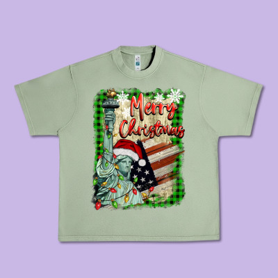 Merry Christmas  Statue Of Liberty Urban Heavy Tee Designed By Barkaloodesign