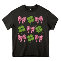Asphalt coquette bow clover st. patrick's day Heavy Core Tee - MaliasSmallBusiness