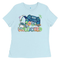 Baby Blue level 100 days unlocked Ladies Tee - MaliasSmallBusiness