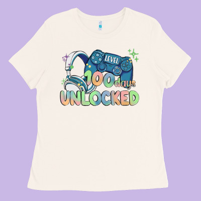 Level 100 Days Unlocked Ladies Tee Designed By Maliassmallbusiness