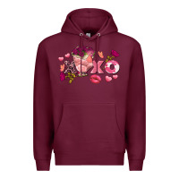 Burgundy Chicken Valentine's Day xoxo Premium Hoodie - FaDigitalArtStudio