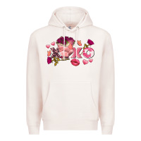 Pale Pink Chicken Valentine's Day xoxo Premium Hoodie - FaDigitalArtStudio