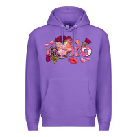 Purple Chicken Valentine's Day xoxo Premium Hoodie - FaDigitalArtStudio