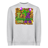 Heather Grey Louisiana leopard with balloons Heavyweight Sweatshirt - HowdyJamesFarm