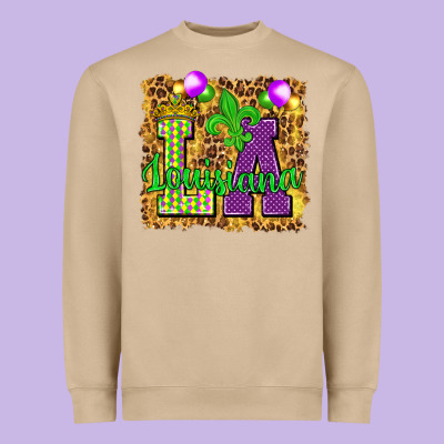 Louisiana Leopard With Balloons Heavyweight Sweatshirt Designed By Howdyjamesfarm