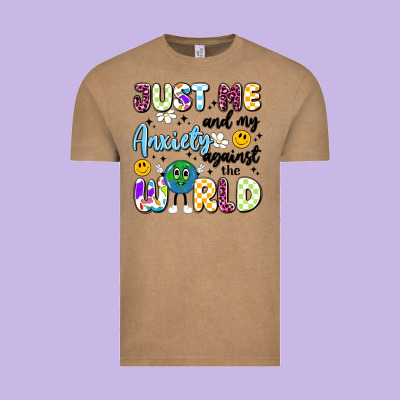 Just Me And My Anxiety Against The World Vintage Tee Designed By Artiststas