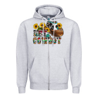Heather Grey hey cowbow Zipper Hoodie - OliviaCreatesArt