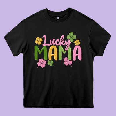 Lucky Mama Heavy Core Tee Designed By Maliassmallbusiness