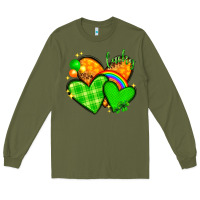 Army Green st patricks day hearts png Long Sleeve Tee - NancyCooperArtShop