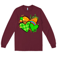 Burgundy st patricks day hearts png Long Sleeve Tee - NancyCooperArtShop