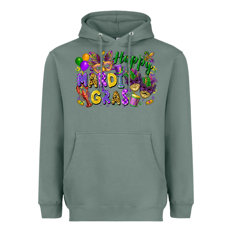 Happy Mardi Gras Heavyweight Hoodie by FaDigitalArtStudio | Teevron