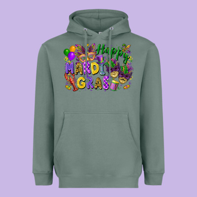 Happy Mardi Gras Heavyweight Hoodie Designed By Fadigitalartstudio