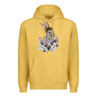 Antique Gold Easter Day Flowers bunny Premium Hoodie - OliviaCreatesArt
