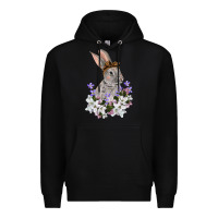 Black Easter Day Flowers bunny Premium Hoodie - OliviaCreatesArt