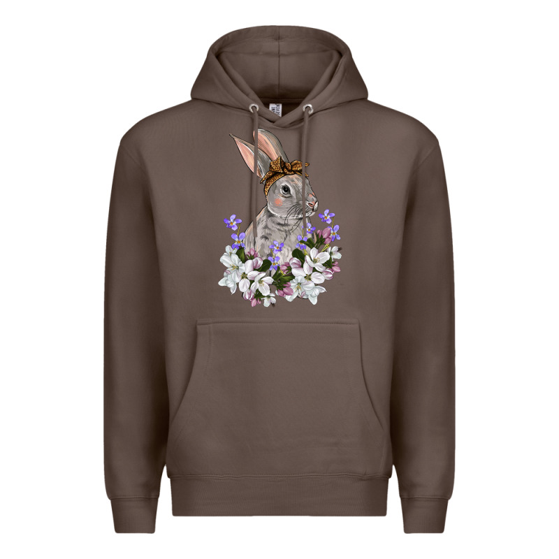 Easter Day Flowers Bunny Premium Hoodie by OliviaCreatesArt | Teevron