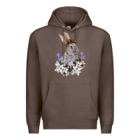 Coffee Easter Day Flowers bunny Premium Hoodie - OliviaCreatesArt