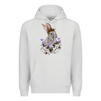 Dove Grey Easter Day Flowers bunny Premium Hoodie - OliviaCreatesArt